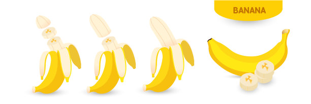 香蕉新鲜水果矢量插图。图片下载