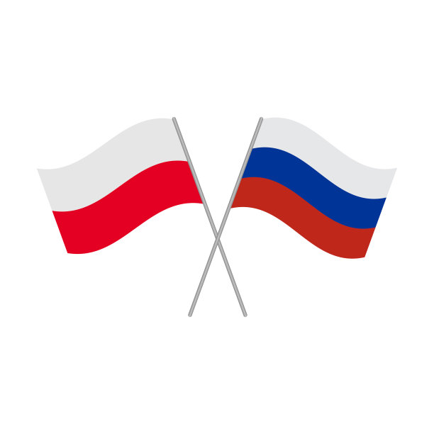 波兰和俄罗斯国旗图标孤立在白色背景。矢量图图片下载