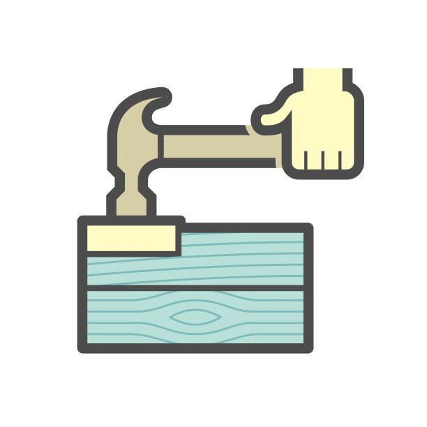 木地板结构和锤矢量图标设计。图片下载