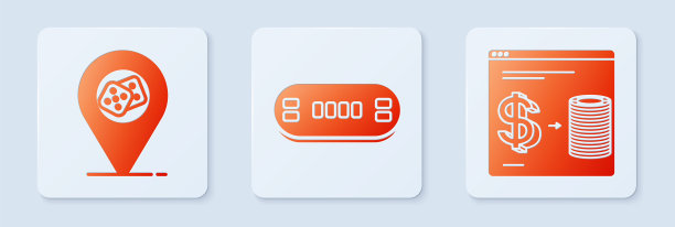 设置扑克桌，赌场位置和在线赌场筹码交换成堆的美元。白色方形按钮。向量图片下载