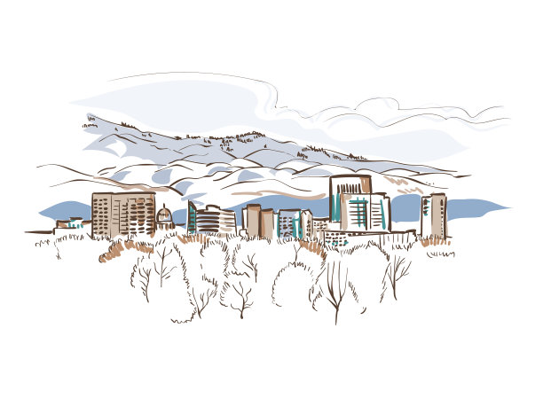 爱达荷博伊西素描线美国风景手绘图片下载