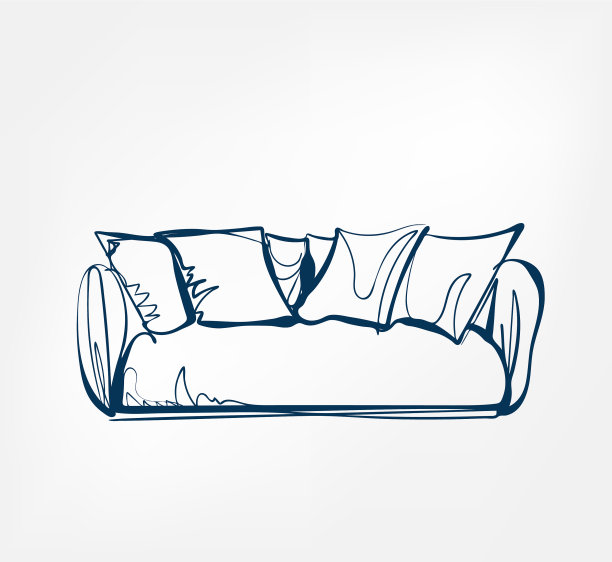 沙发单线设计元素孤立图片下载