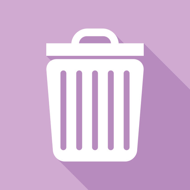 垃圾标志白色图标与长阴影在紫色图片下载