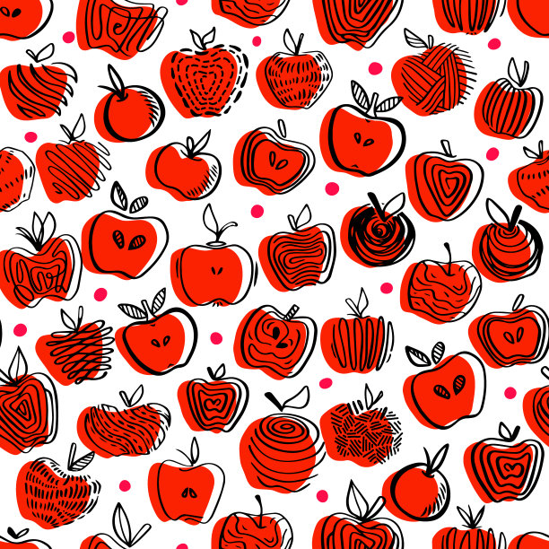 苹果涂鸦无缝图案-07图片下载