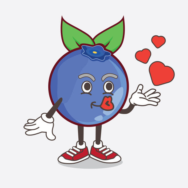 蓝莓果卡通吉祥物人物戏弄图片下载