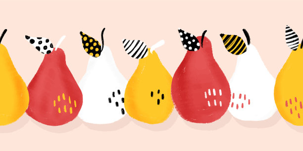 无缝梨边框重复图案图片下载