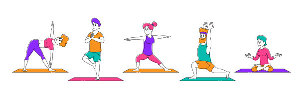 设定男女角色瑜伽活动图片下载