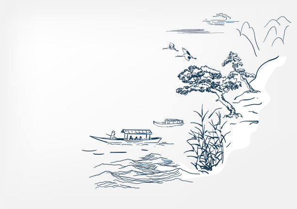 日本素描设计背景手绘墨水图片下载