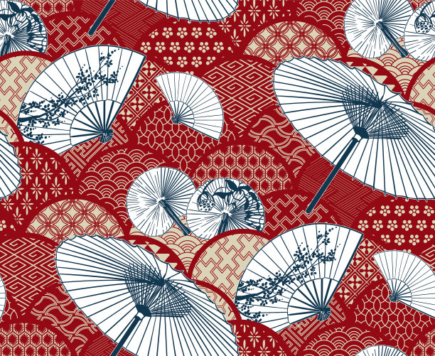 扇子伞传统和服图案花图片下载
