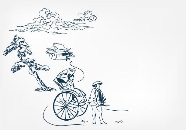 日本人力车牌中国草图设计图片下载