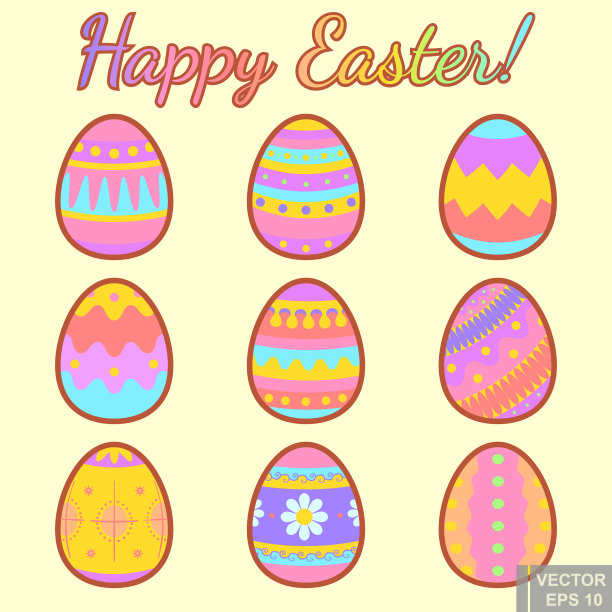设置彩色复活节彩蛋春季设置逾越节图片下载