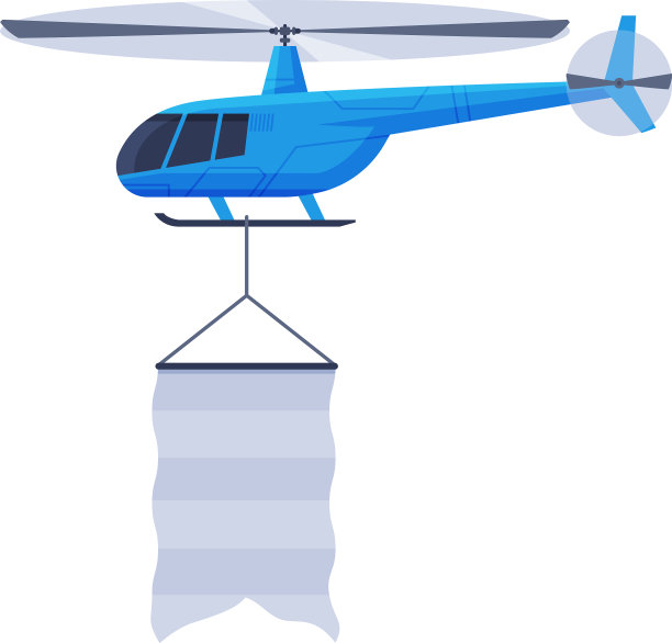 飞行直升机与空白旗帜空中车辆图片下载