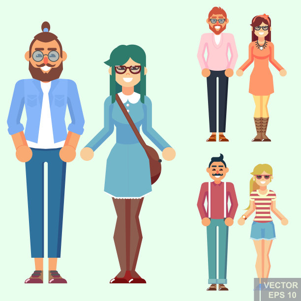 年轻的潮人极客城市风格夫妇女人男人图片下载