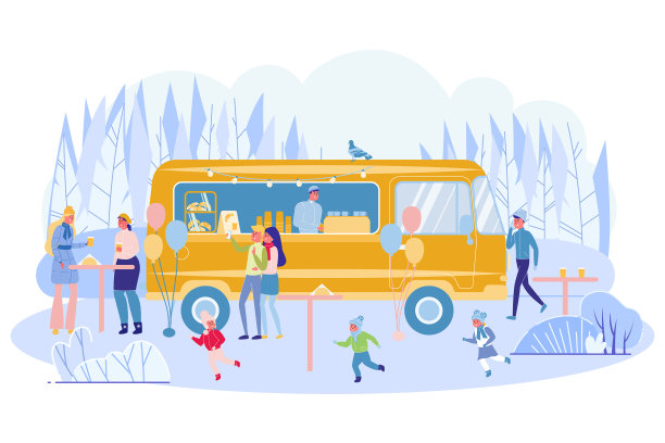 冬季好玩休闲郊野公园卡通图片下载