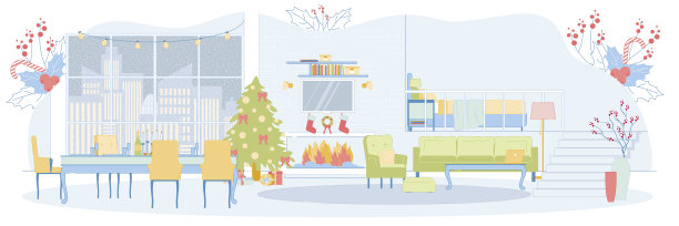 平安夜在宽敞的阁楼风格的客厅图片下载