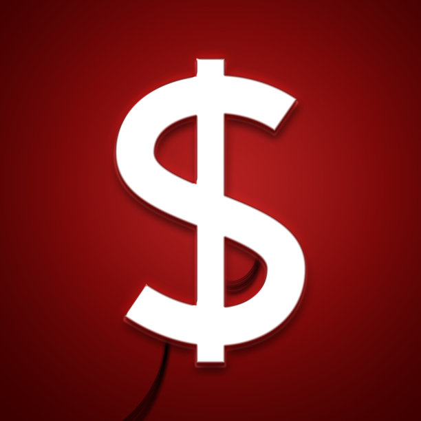 红墙上的美元符号形霓虹灯-货币兑换概念图片下载