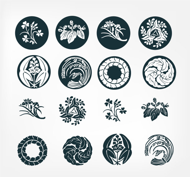 日本中国设计的纹章集花图片下载