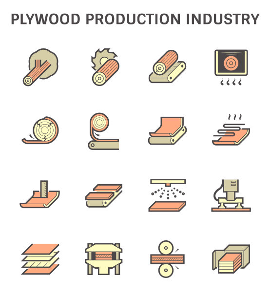 胶合板生产行业标志集设计图片下载