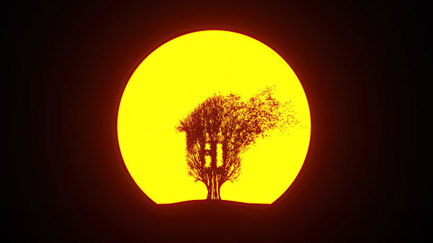 一棵正在生长的树的剪影，形成一个房子的形状。环保的概念。图片下载