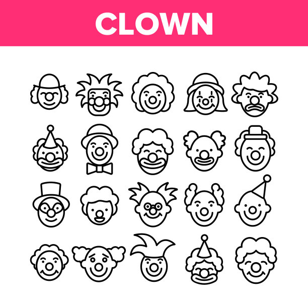 小丑马戏团的人物收集图标集图片下载