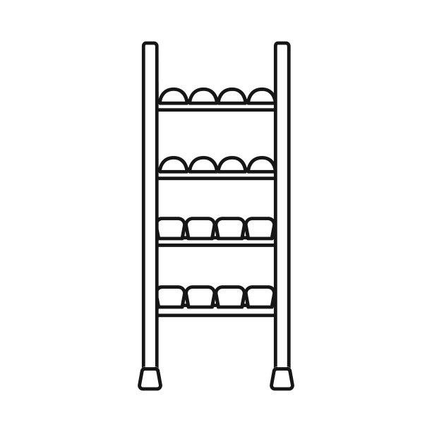 孤立物体架和面包符号集图片下载