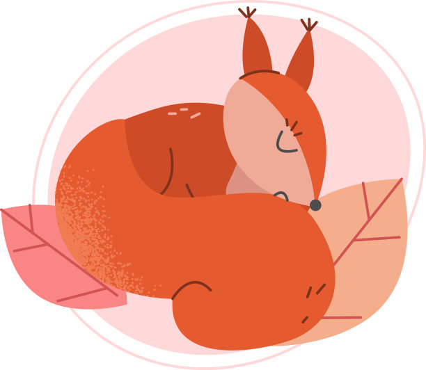 可爱的松鼠动物睡在落叶上图片下载