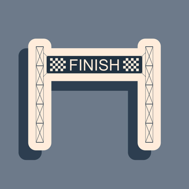 黑丝带在终点线图标隔离上图片下载