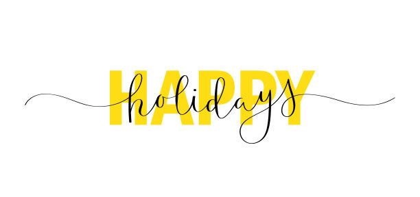 节日快乐黑黄毛笔书法横幅图片下载