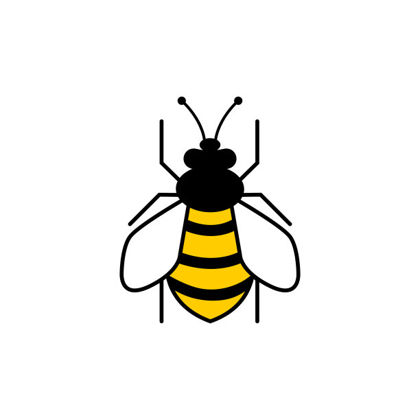 蜜蜂平面图标蜜蜂孤立在白色背景图片下载
