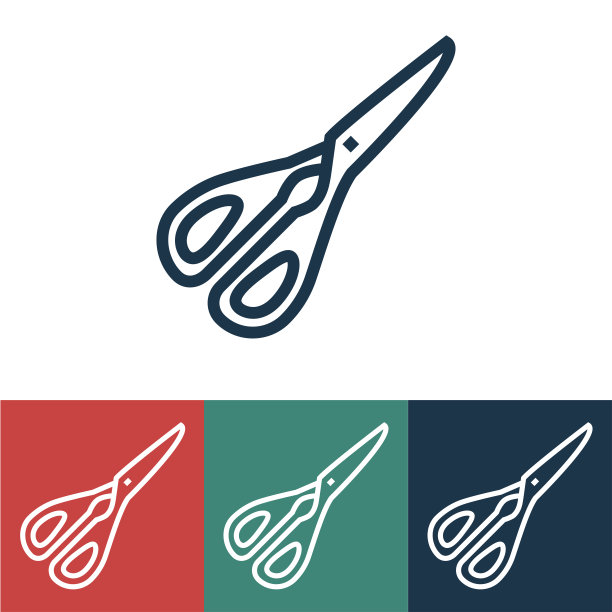 线性矢量图标与剪刀图片下载