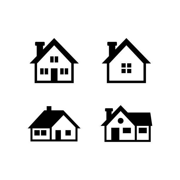 一组家图标孤立在白色背景，矢量插图图片下载