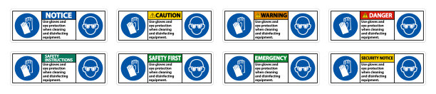 在白色背景上使用手套和护眼标志图片下载