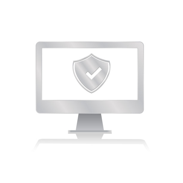 检查屏蔽为安全符号内的空白屏幕电脑显示器与反射极简现代图标矢量插图图片下载