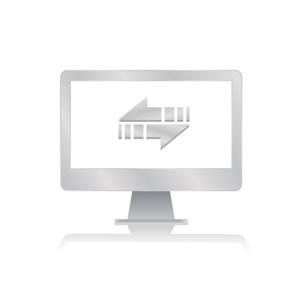 切换箭头转移图标内的空白屏幕电脑显示器与反射极简现代图标矢量插图图片下载