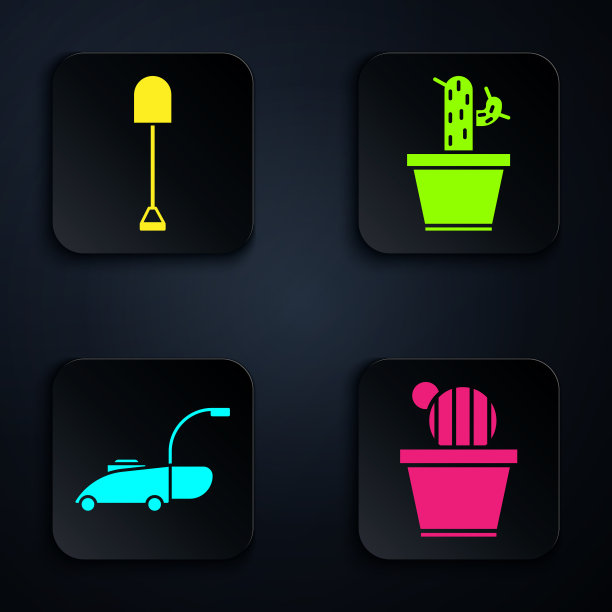 在花盆铲草坪上设置仙人掌和多汁植物图片下载