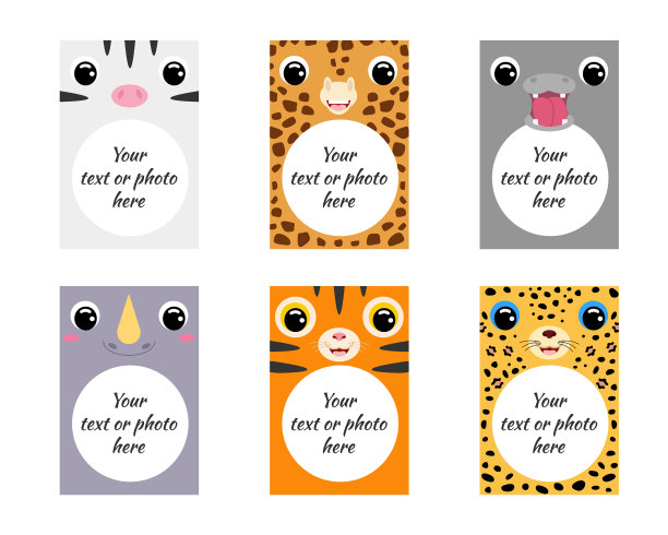 可爱的设置动物框架的孩子图片下载