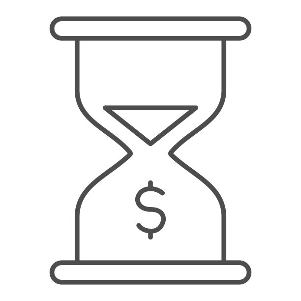 沙漏与美元细线的图标是时间图片下载