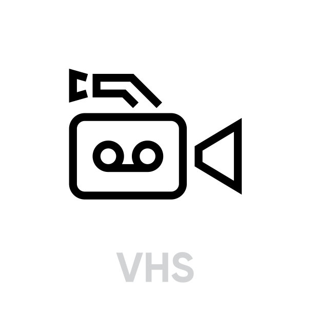 VHS线条图标：可编辑的矢量轮廓图片下载