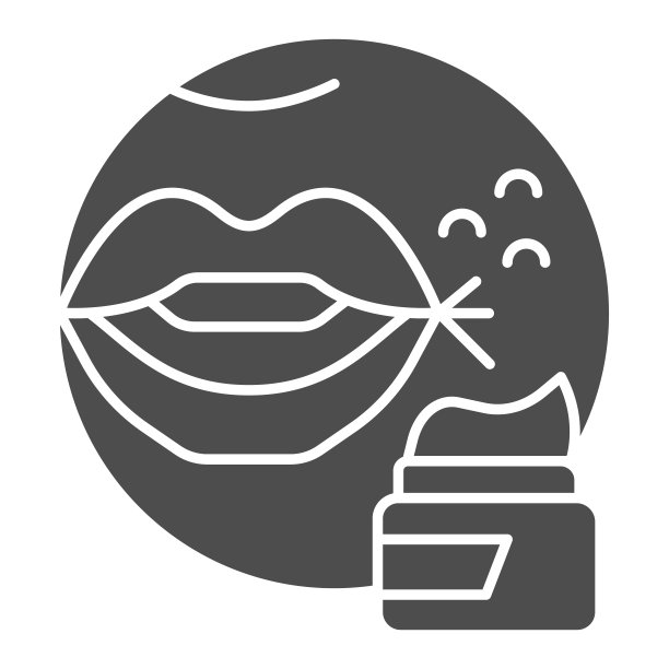 嘴唇与皮疹和软膏固体图标，过敏概念，疱疹标志在白色背景，皮疹在脸上和软膏图标在移动概念和网页设计的象形风格。矢量图形。图片下载