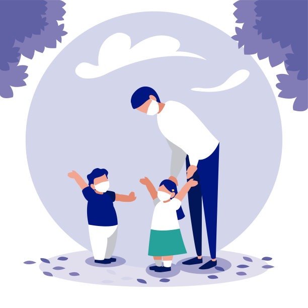 父子俩带面罩外矢量设计图片下载