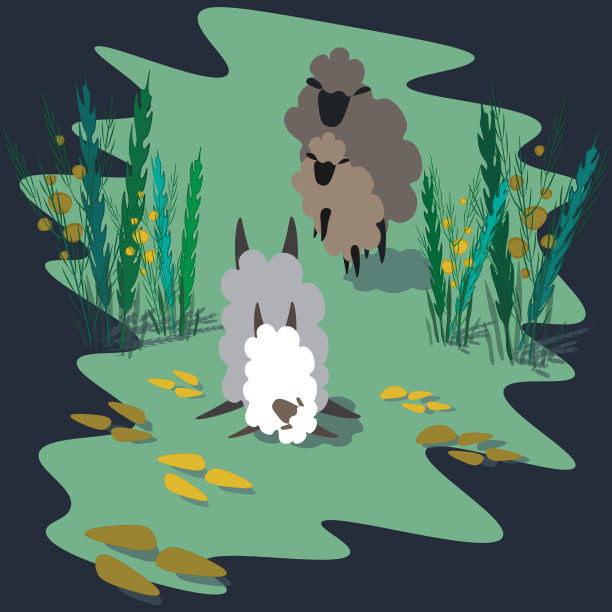 对草坪上公羊的构图进行设计图片下载