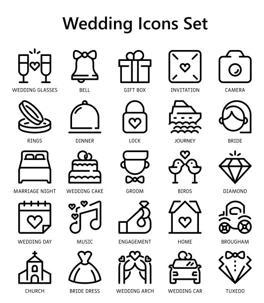 矢量图标婚礼的日子在线风格图片下载