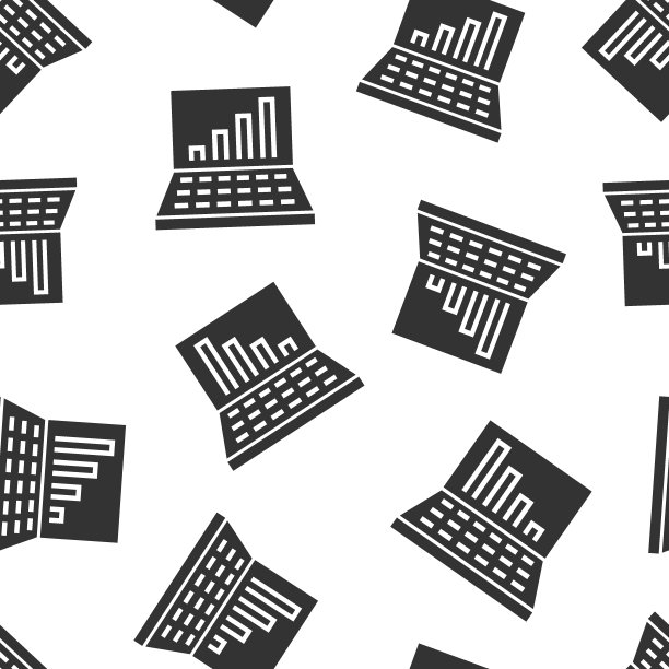 平板风格的笔记本电脑图表图标。SEO数据矢量图上的白色孤立背景。计算机图无缝模式经营理念。图片下载