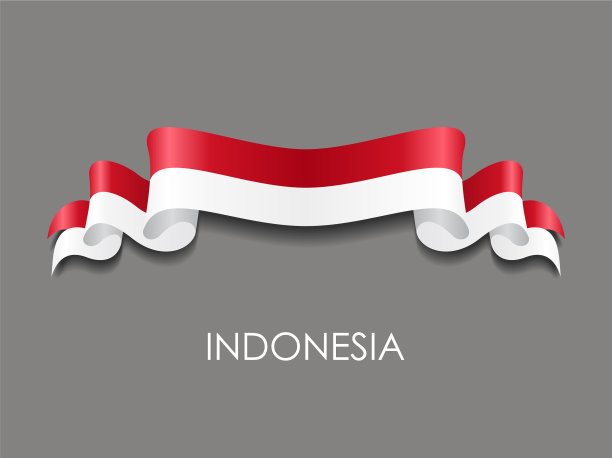 印度尼西亚国旗波浪缎带背景图片下载