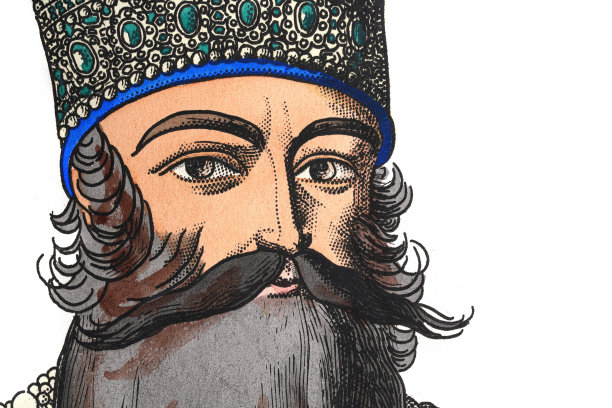 一个留着八字胡的男人，精美的艺术细节图案图片下载