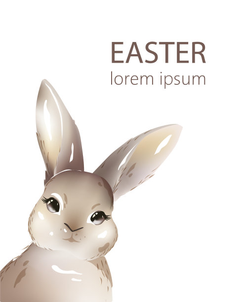 复活节快乐，竖起耳朵的水彩画兔子图片下载