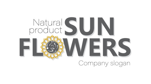 向日葵。矢量标志，会徽，商标孤立在白色背景。商业项目设计图片下载