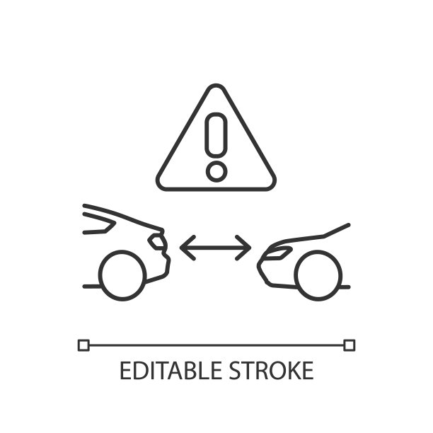 汽车之间的安全距离像素完美的线性图标图片下载