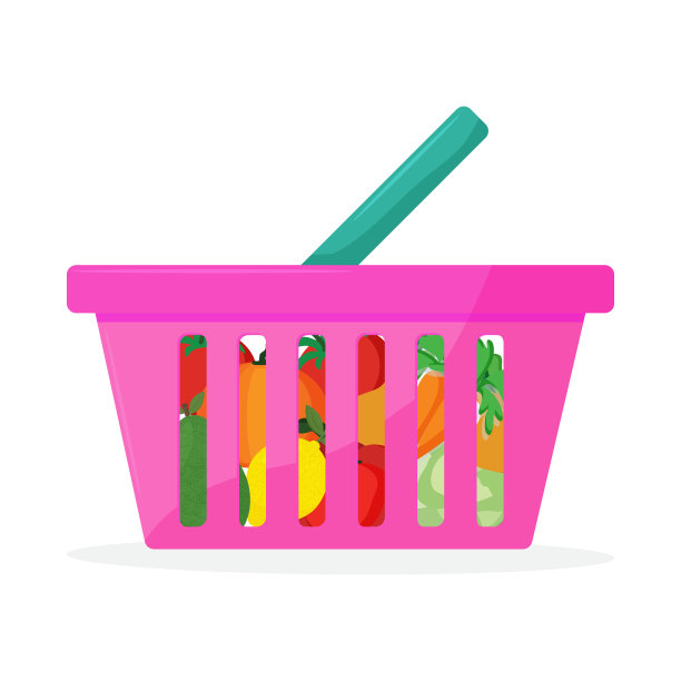 满满一篮子新鲜的食品。健康的有机天然食品。现代平面风格矢量插图孤立在白色背景。矢量图图片下载