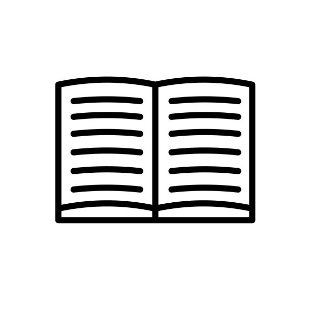 打开书，最小的黑白轮廓图标。平面向量插图。孤立在白色的。图片下载